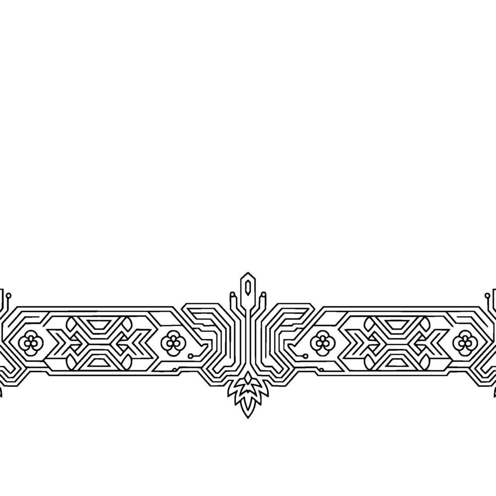 Tech Border Circuit Board Motif, Minimalist vector