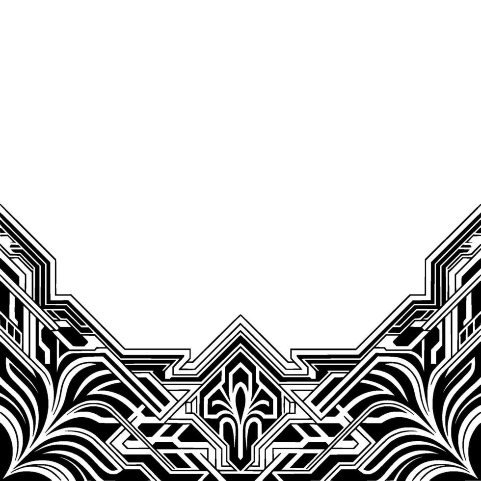 Art Deco Border With Fleurdelis, Elegant Black and White vector
