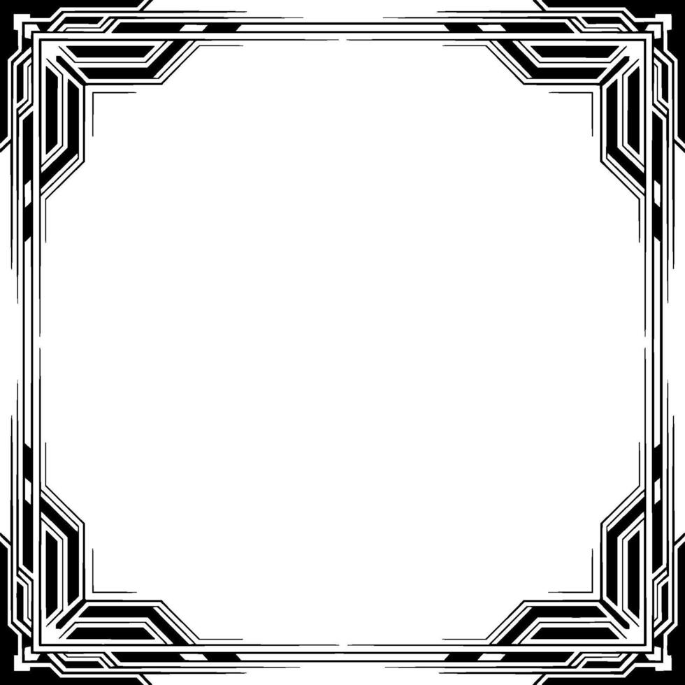 Art Deco Geometric Frame Elegant Black and White Element vector