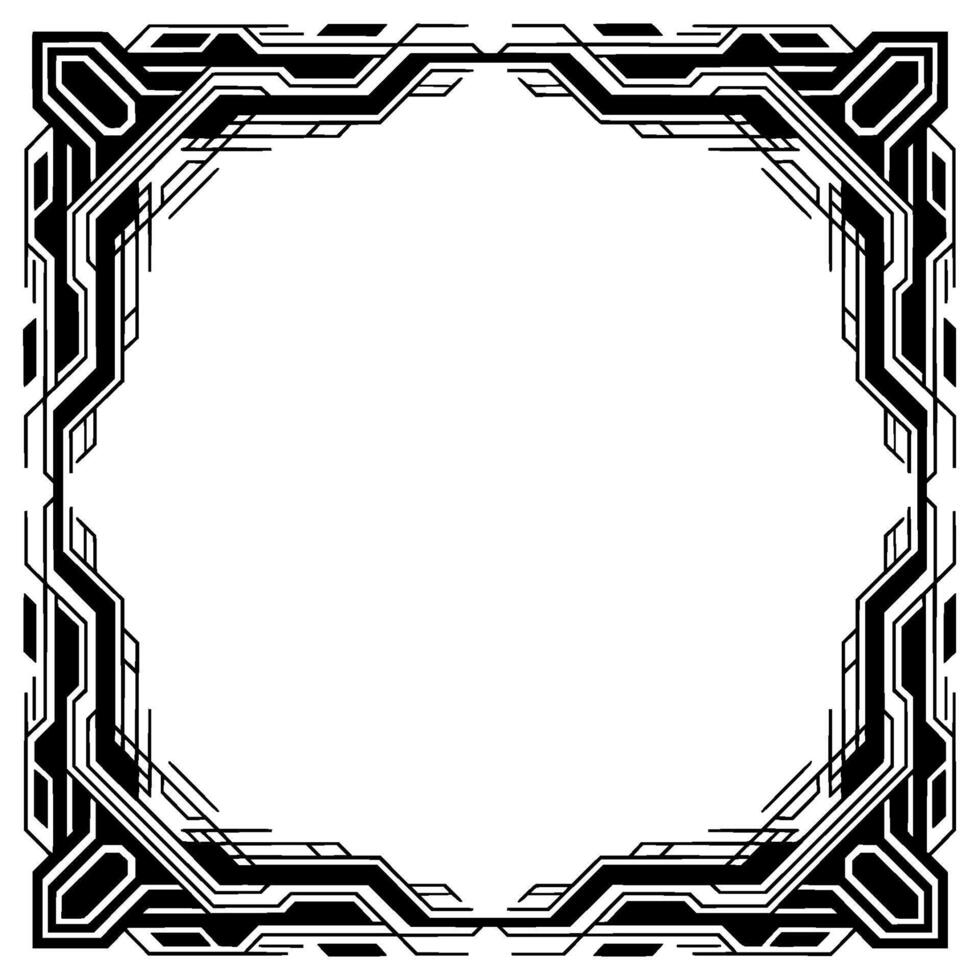 Geometric Tech Frame Modern Black White , Space for Text vector