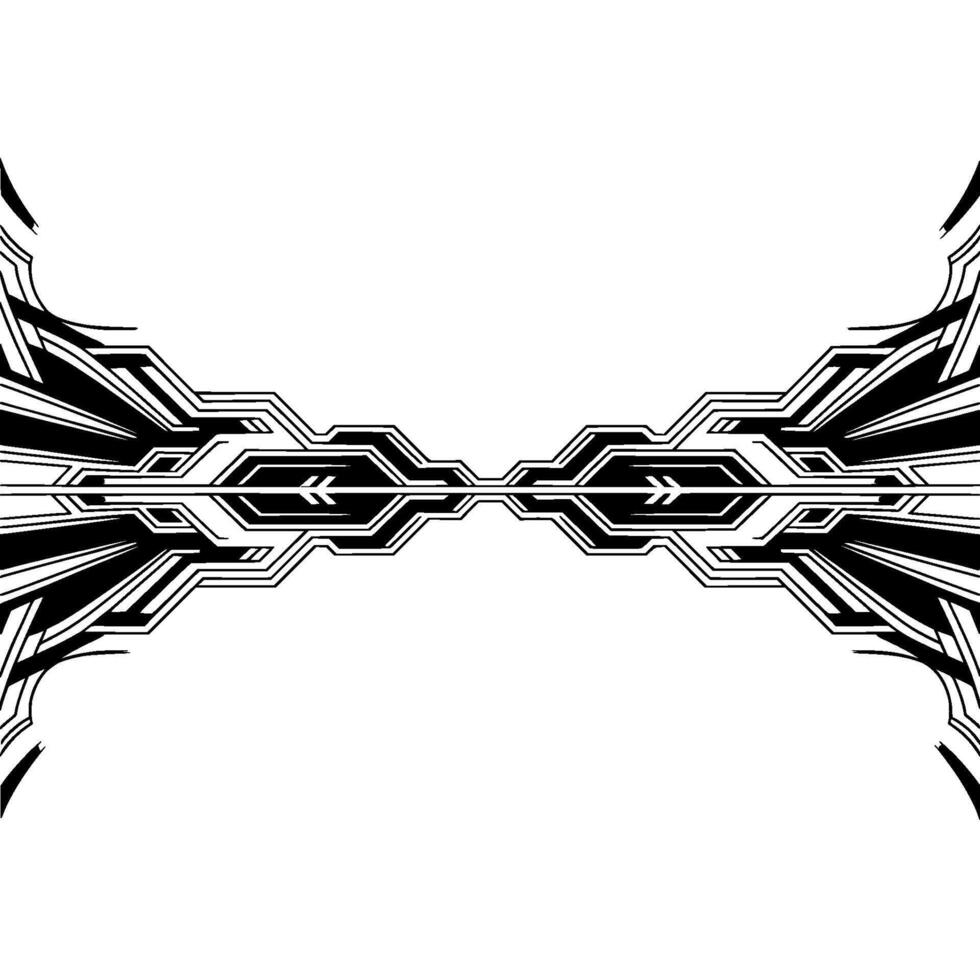 Futuristic Abstract Tech Border, Silver Black on White vector