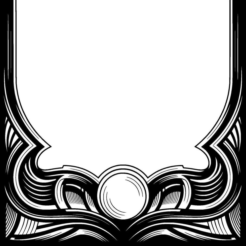 Elegant Art Deco Frame, Black and White Ornamental Border vector