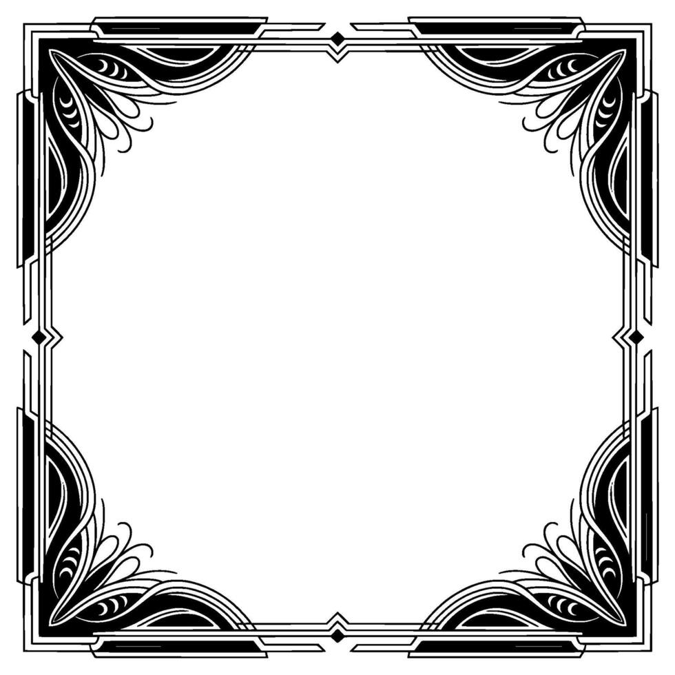 Elegant Art Deco Frame, Black White, Blank Space for vector