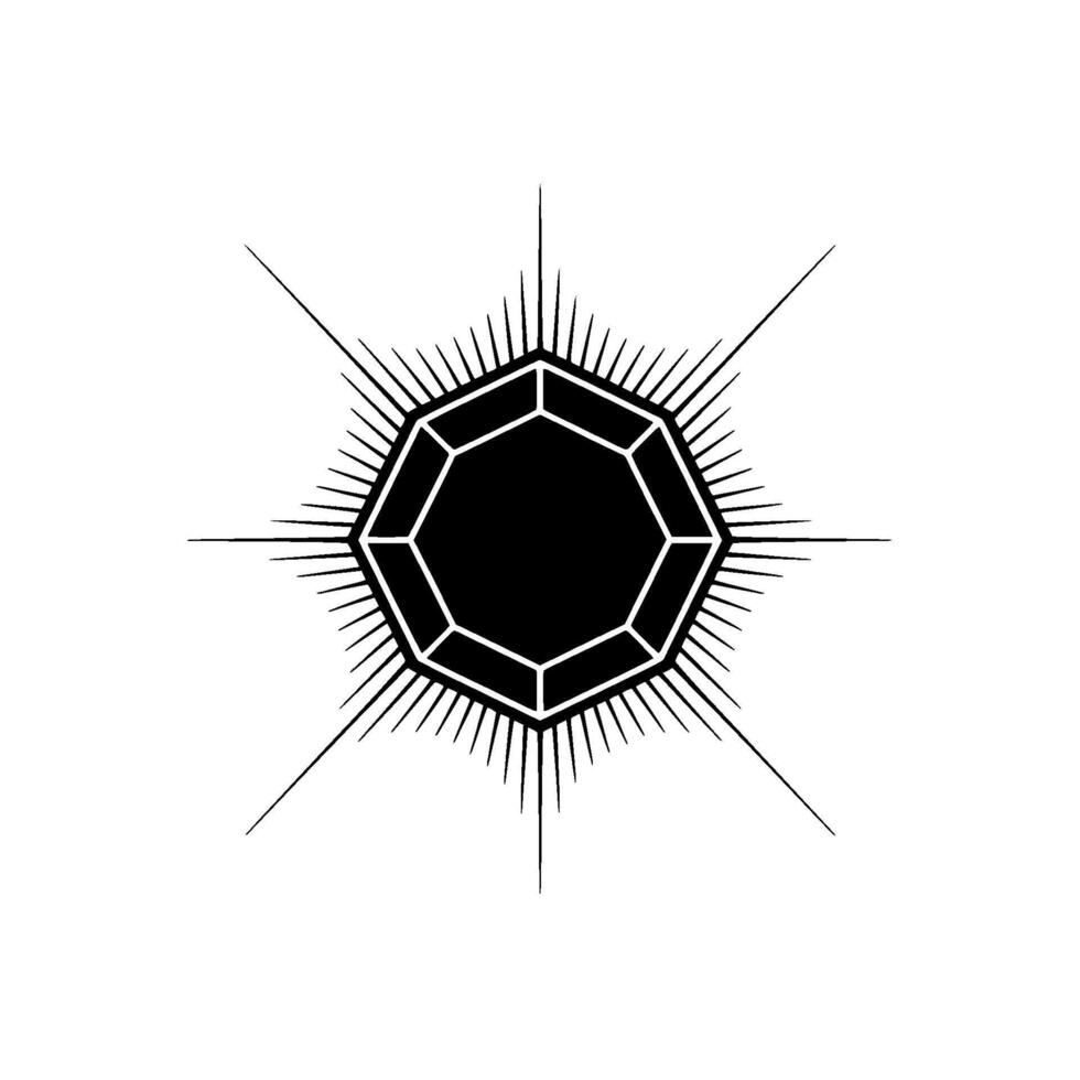 Geometric Black Diamond With Radiant Burst on Light Gray Background vector