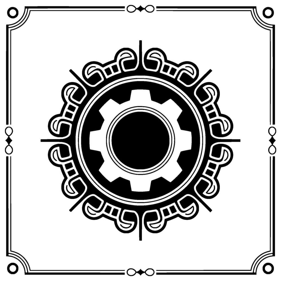Elegant Gear in Art Deco Frame Technology Illustration vector