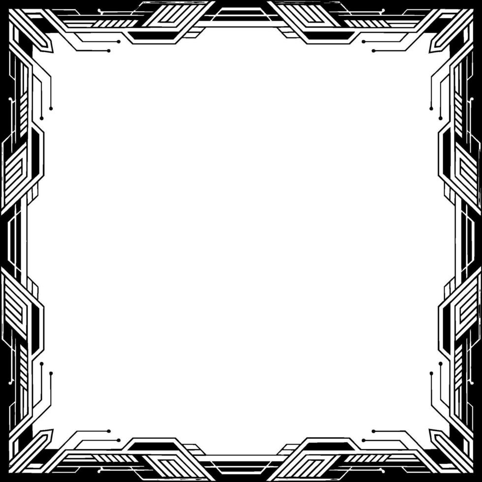 Futuristic Geometric Frame With Tech Elements Illustration vector