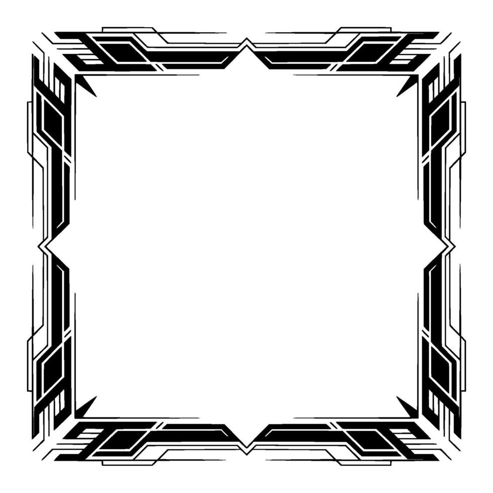 Geometric Art Deco Frame Black and White Border, Element vector
