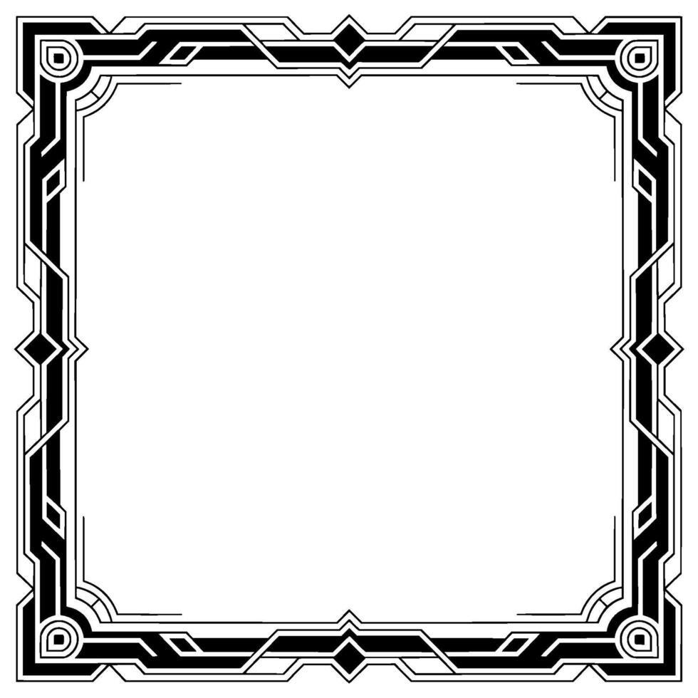 Art Deco Frame Square Black and White Border vector