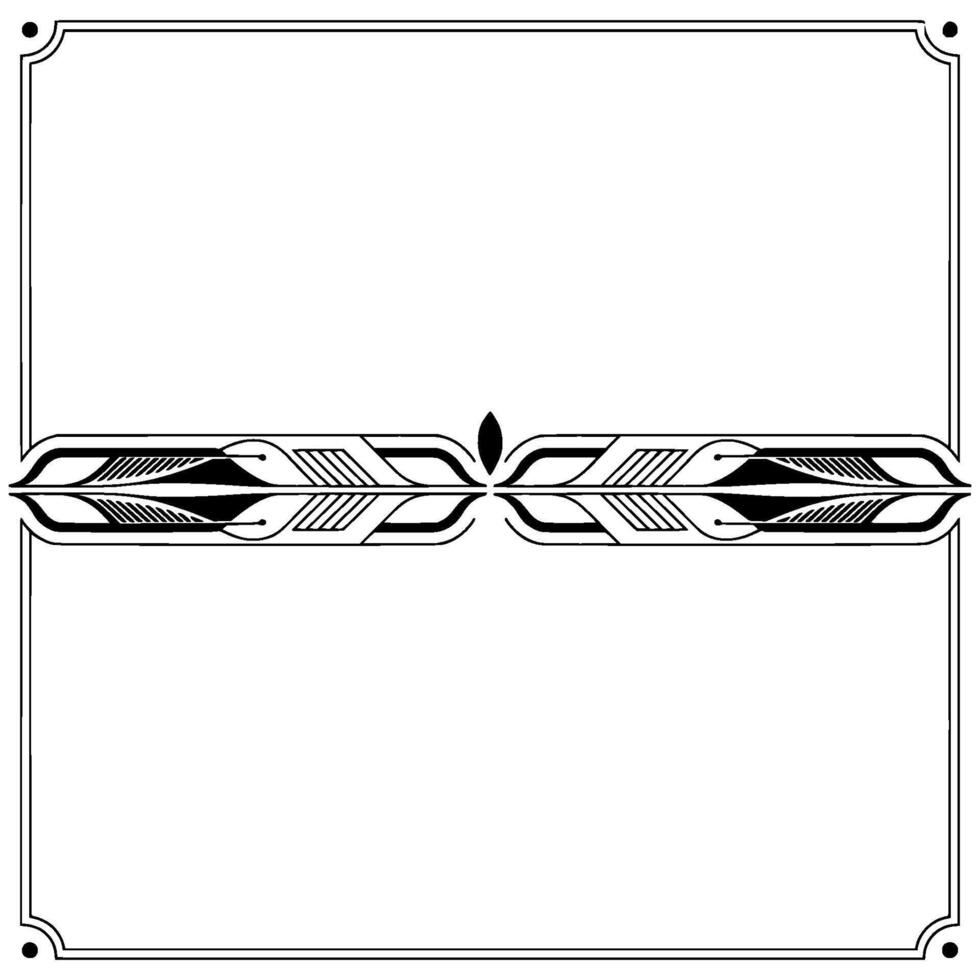 Elegant Art Deco Border Central Ornament, Monochrome, Minimalist vector