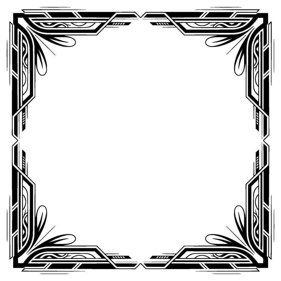 Art Deco Border Frame, Geometric , Elegant Black White Template vector