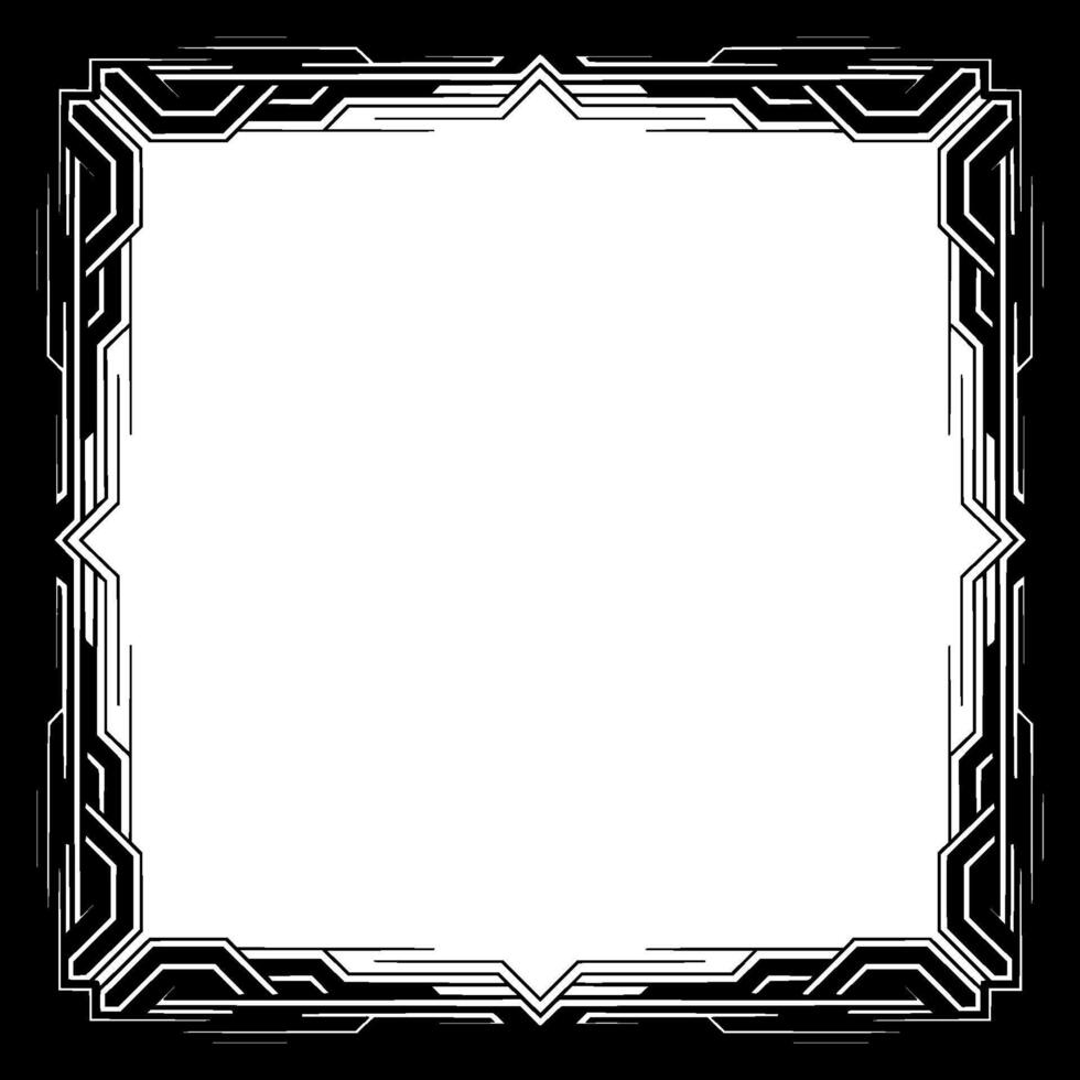 Geometric Art Deco Frame, Black Silver, Empty Space, Invitation vector