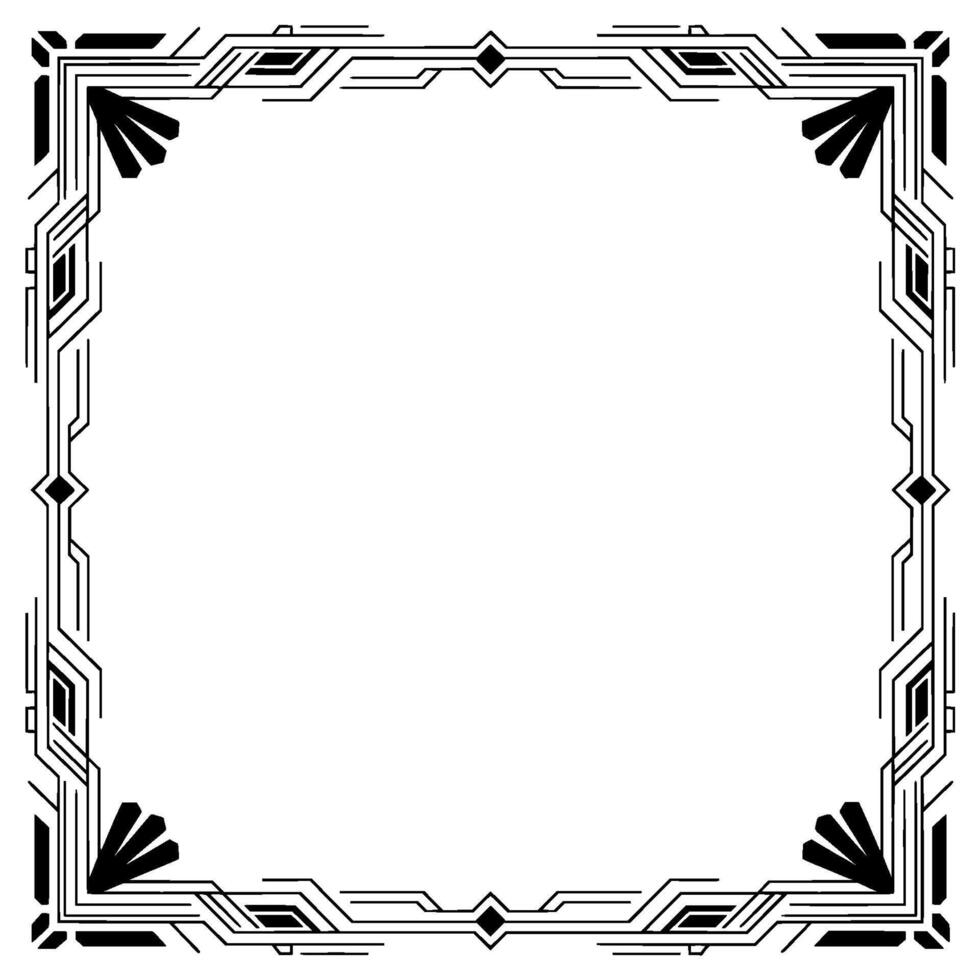Art Deco Frame, Black and White Decorative Border, Empty Space for Text or vector