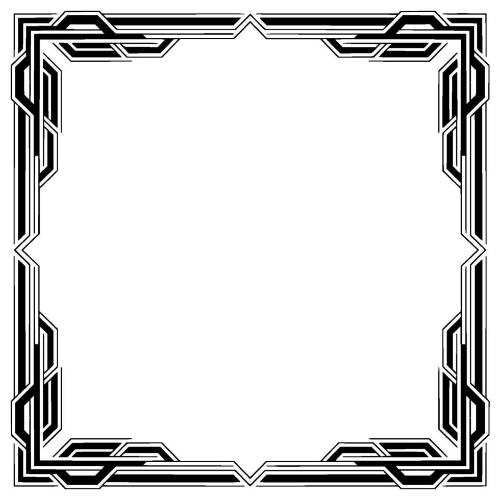 Geometric Art Deco Frame, Elegant Black White Border vector