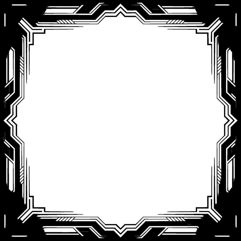 Art Deco Frame With Geometric , Black Silver, Isolated on White vector