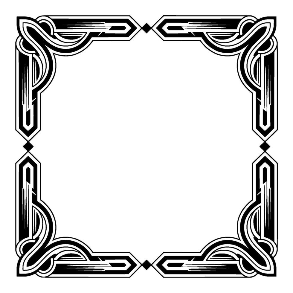 Art Deco Border Frame in Black and White, Elegant Decorative Element vector