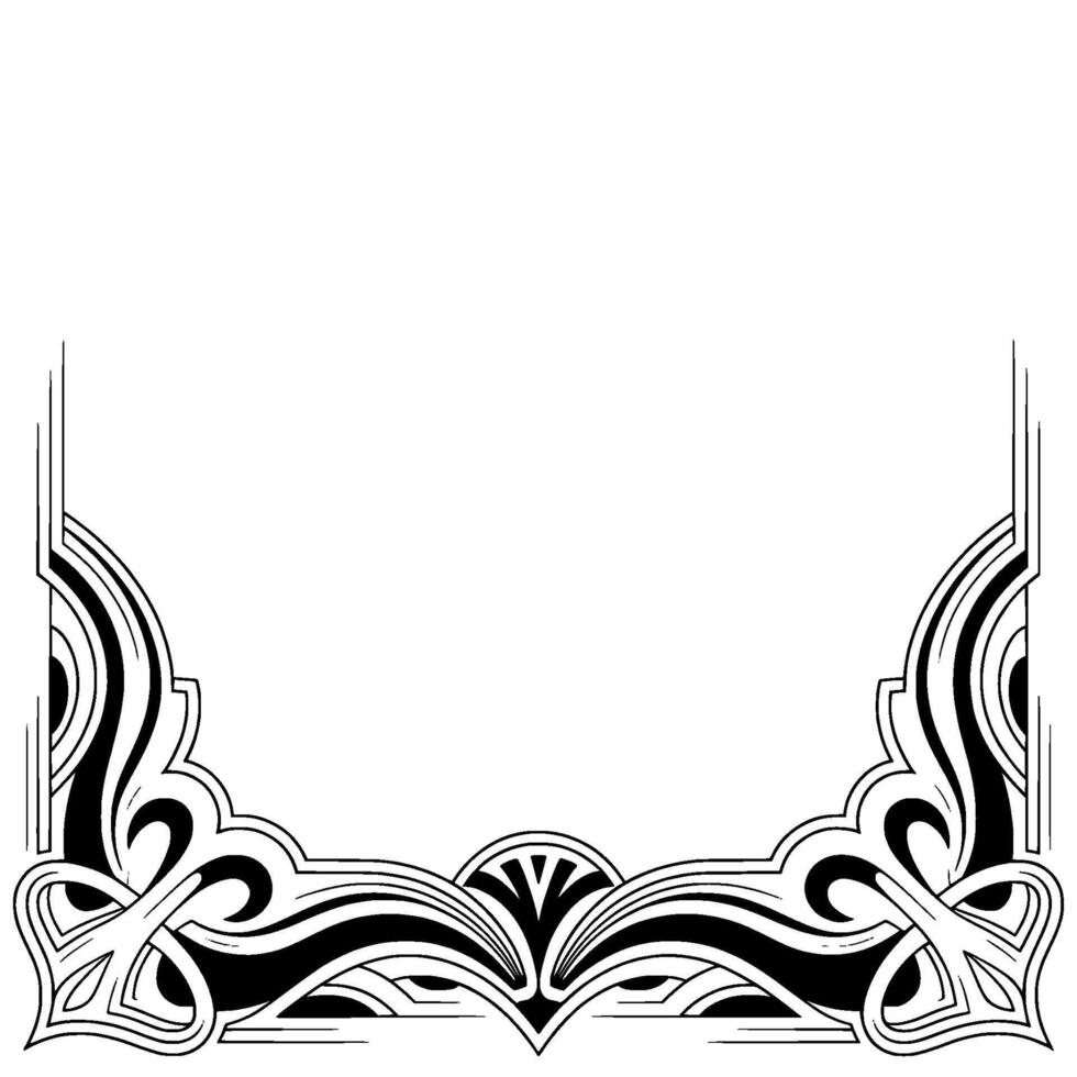 Art Deco Border Element Black White Flourish Frame vector
