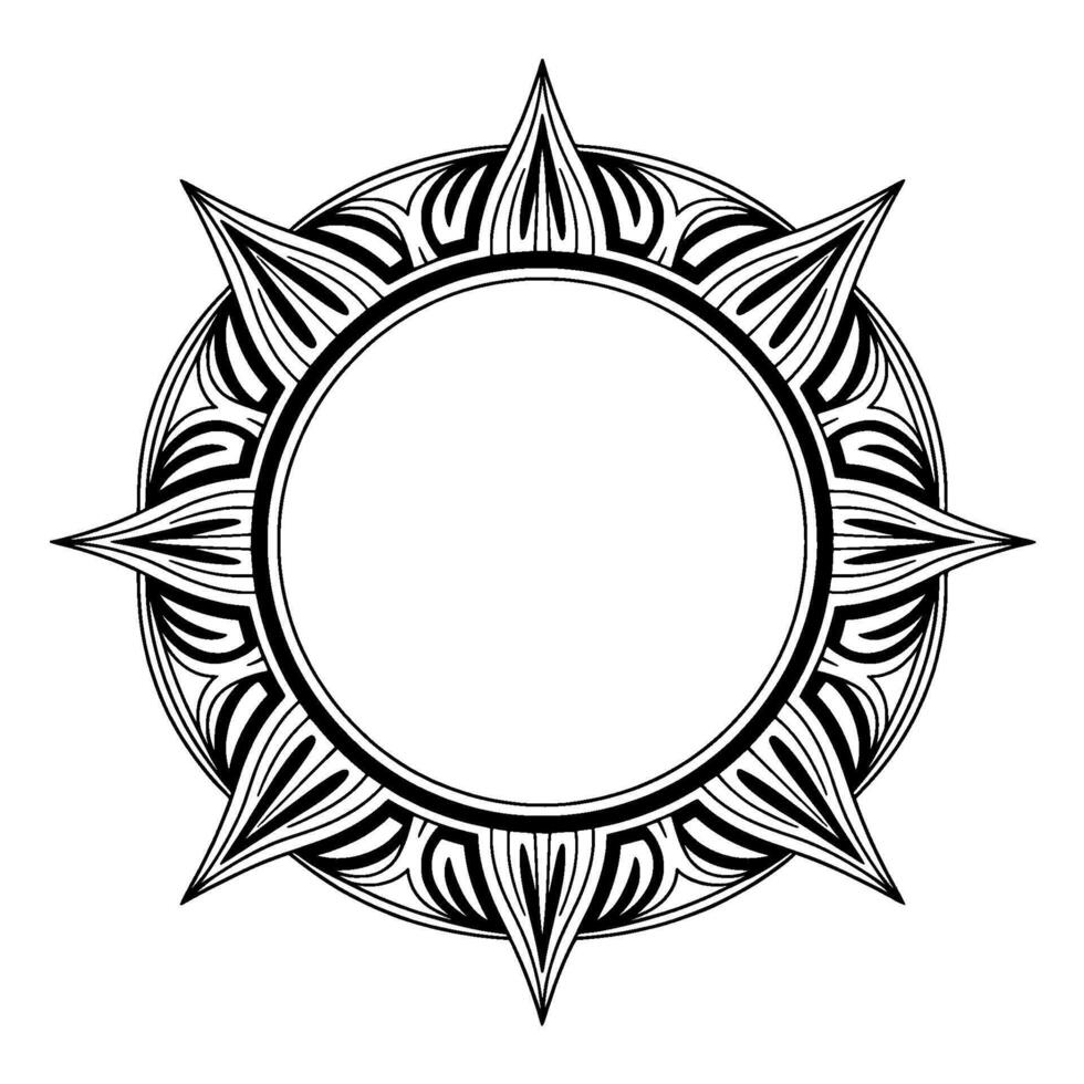 Black and White Ornamental Circle Frame, Minimalist Element vector