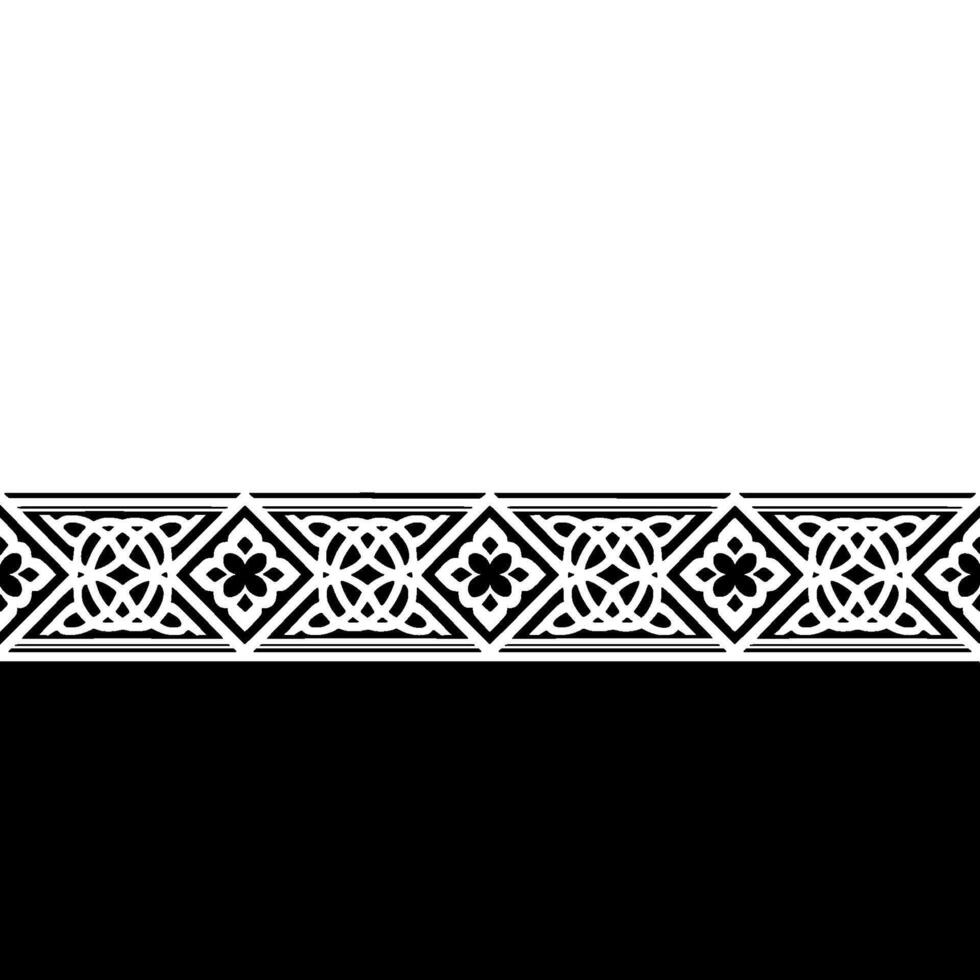 Ornate Black White Border Floral Geometric Pattern on a Simple Background vector