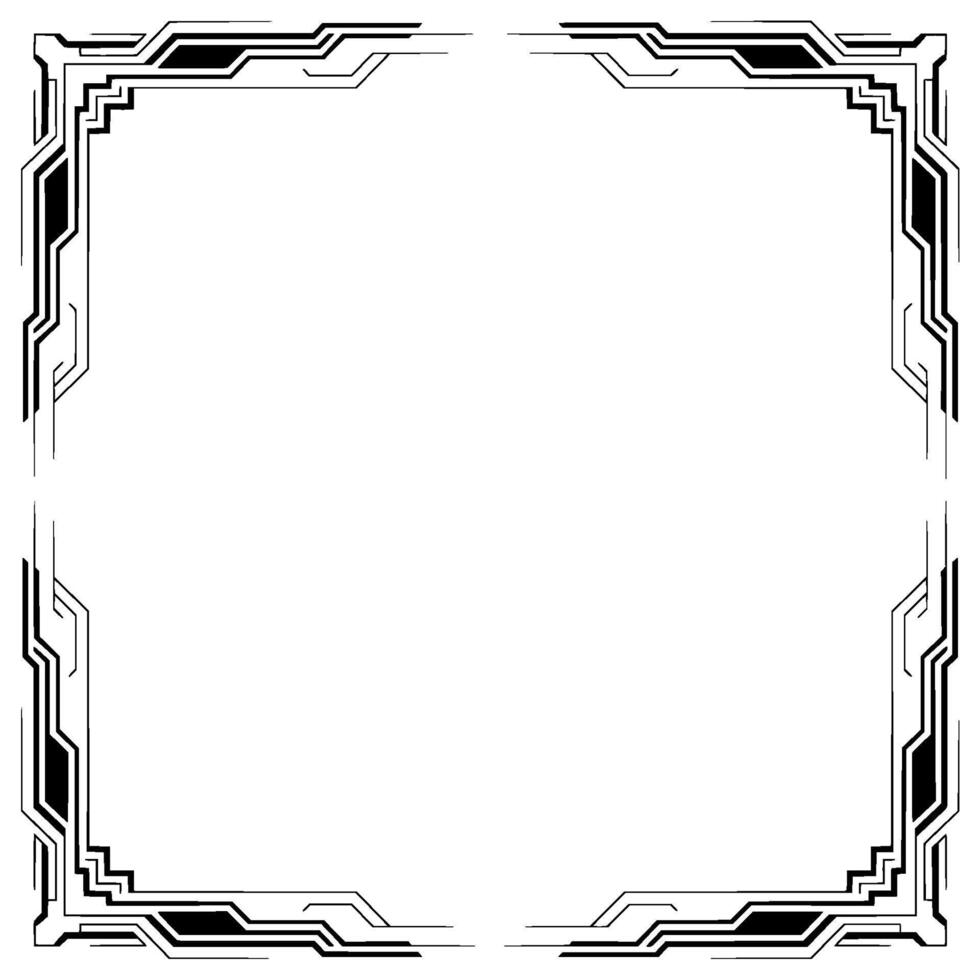 Futuristic Frame Techinspired Corner Elements on White vector