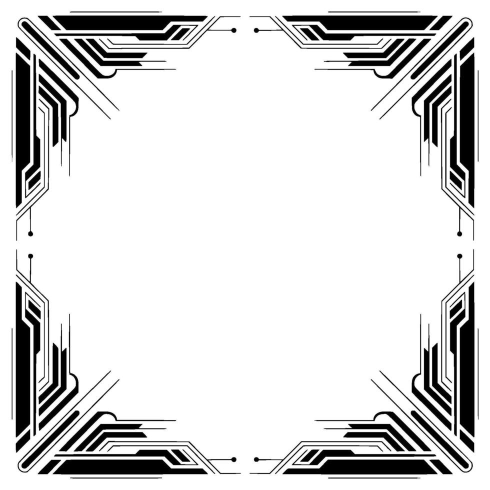 Art Deco Border Frame Geometric Black and White Element vector