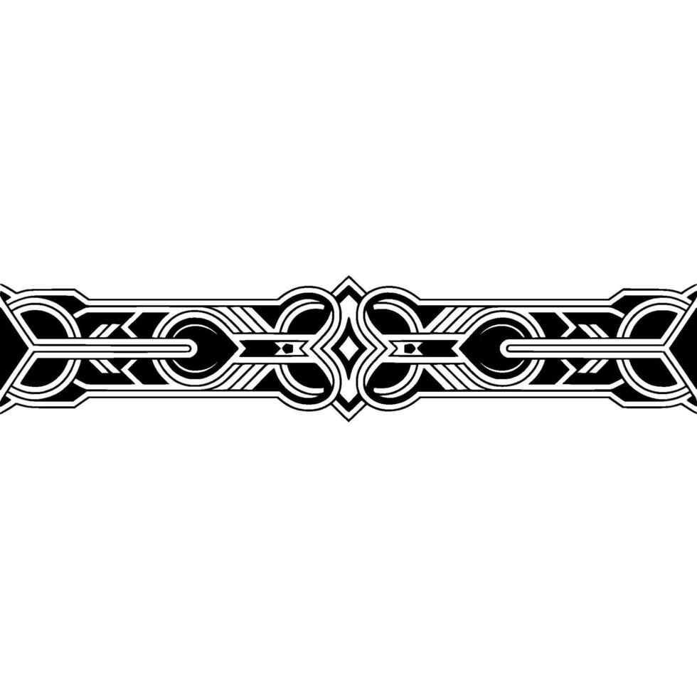 Geometric Ornamental Border in Art Deco Style, Black and White vector