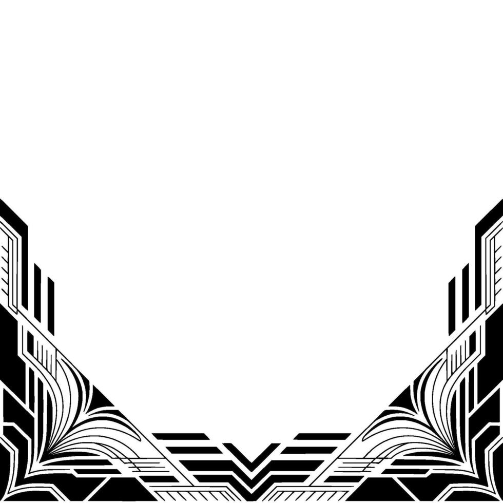 Art Deco Frame Geometric Black and White Decorative Border, Elegant vector
