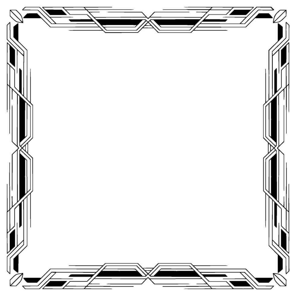 Elegant Art Deco Frame, Black and White Decorative Border, Blank Space vector