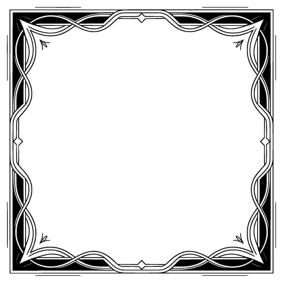 Elegant Art Deco Frame Black White, Blank Space for Text, Elements vector