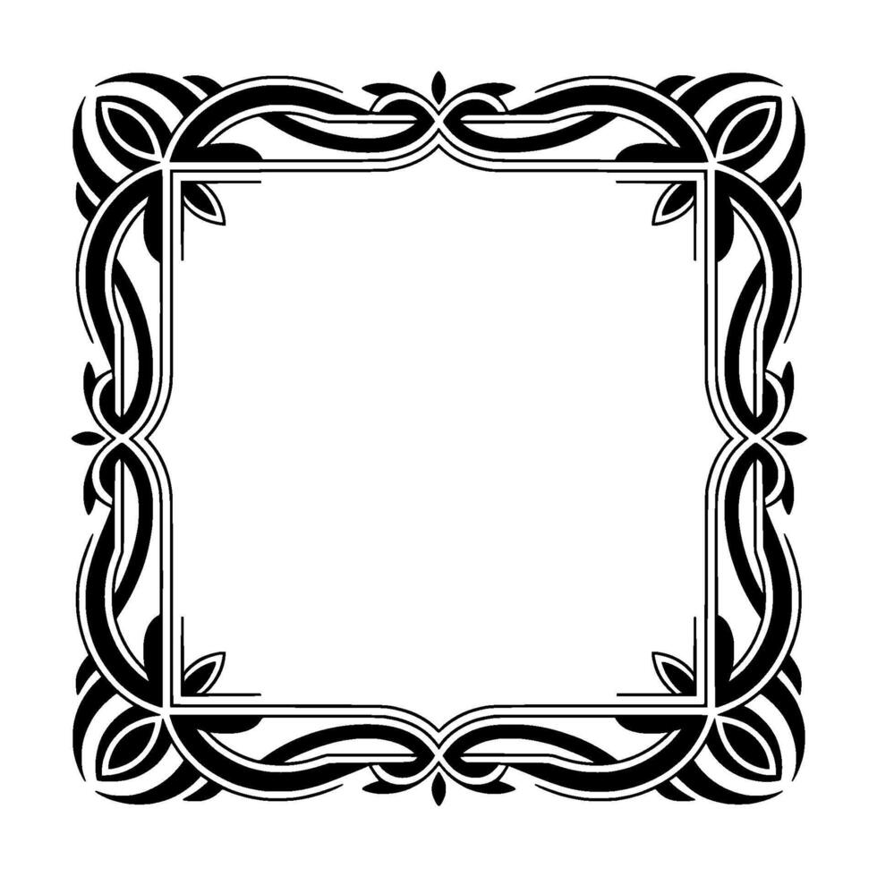 Elegant Black White Ornamental Frame Decorative Border, Isolated vector