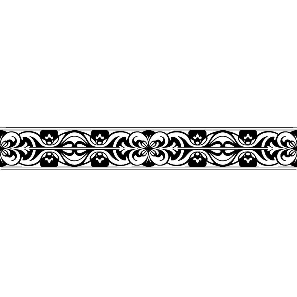 Elegant Ornamental Border Floral Pattern in Black and White vector
