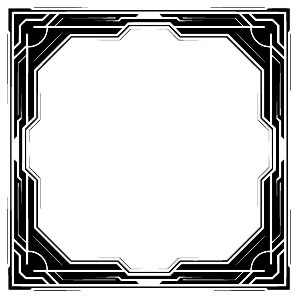 Art Deco Frame Template, Black White Decorative Border, Blank Space vector