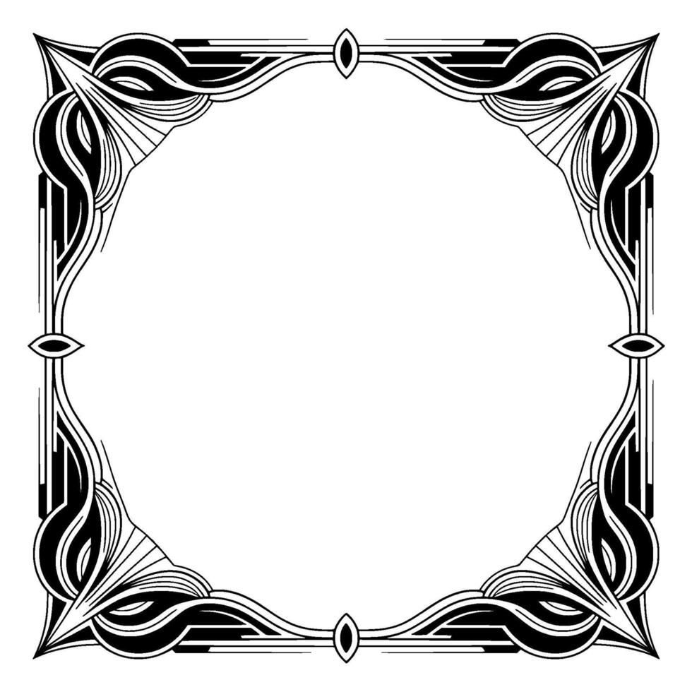 Elegant Art Deco Frame Black, White Grey Border vector