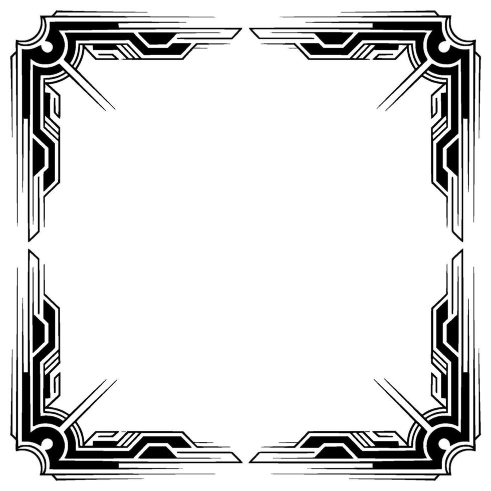 Art Deco Frame With Burst Elegant Geometric Border on White vector