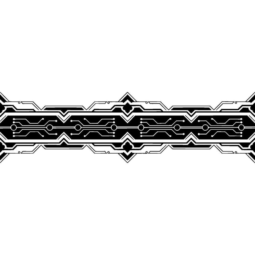 Futuristic Circuit Board Banner in Black and White vector