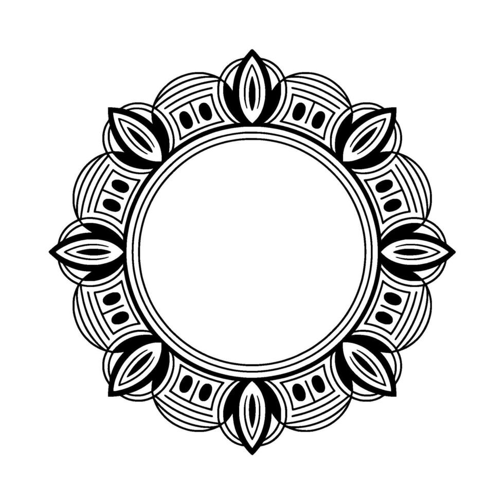 Elegant Black White Decorative Circular Frame, Ornate vector