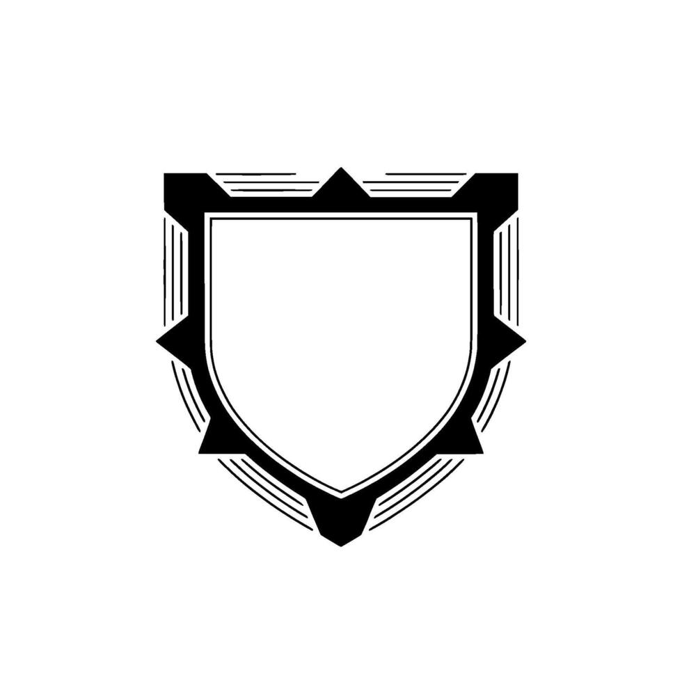 Minimalist Shield Emblem Black and White Geometric , Emblematic vector