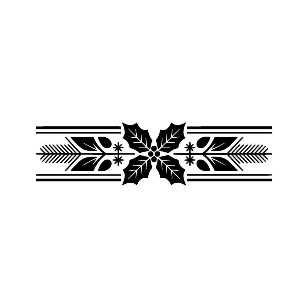 Minimalist Christmas Border Holly Pine, Art vector