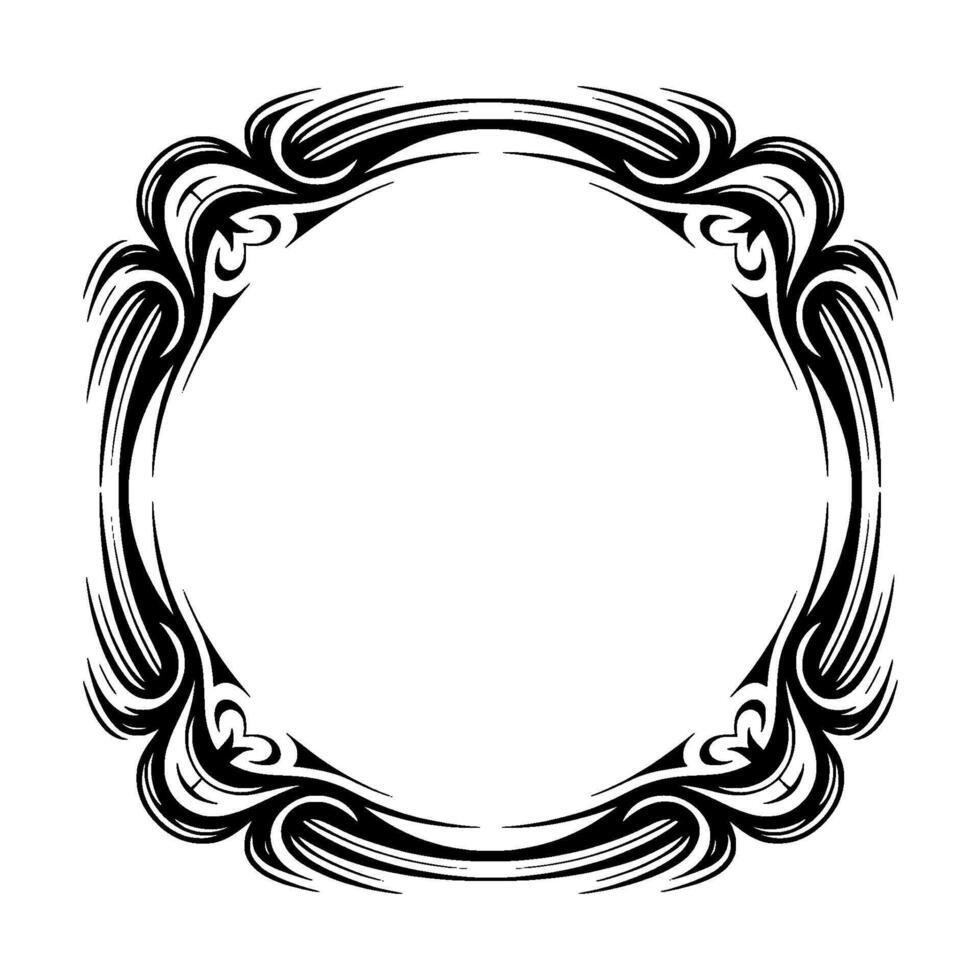 Elegant Tribal Circle Frame, Black And White, Decorative vector