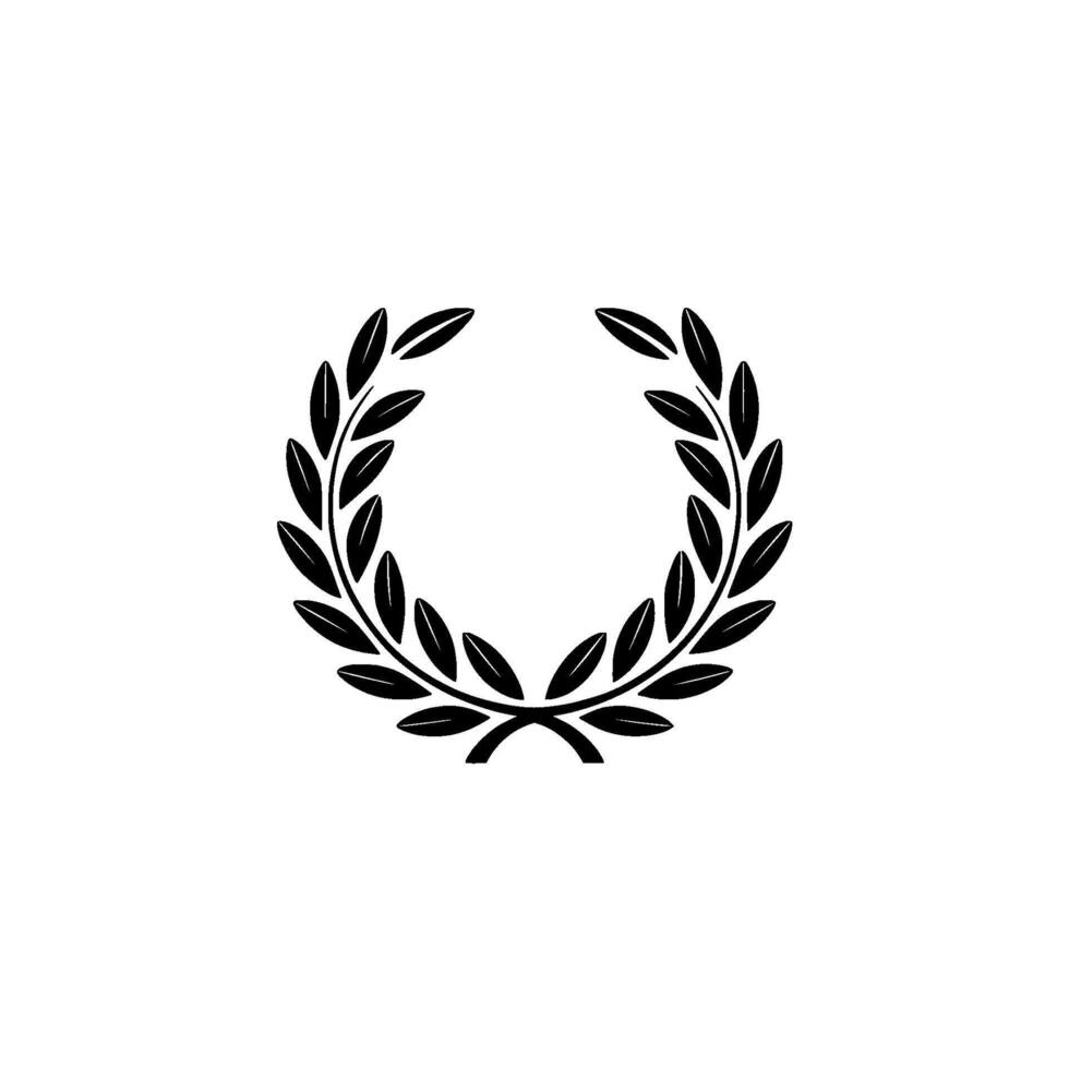 Simple Black Laurel Wreath On White Background Symbol Of Victory vector