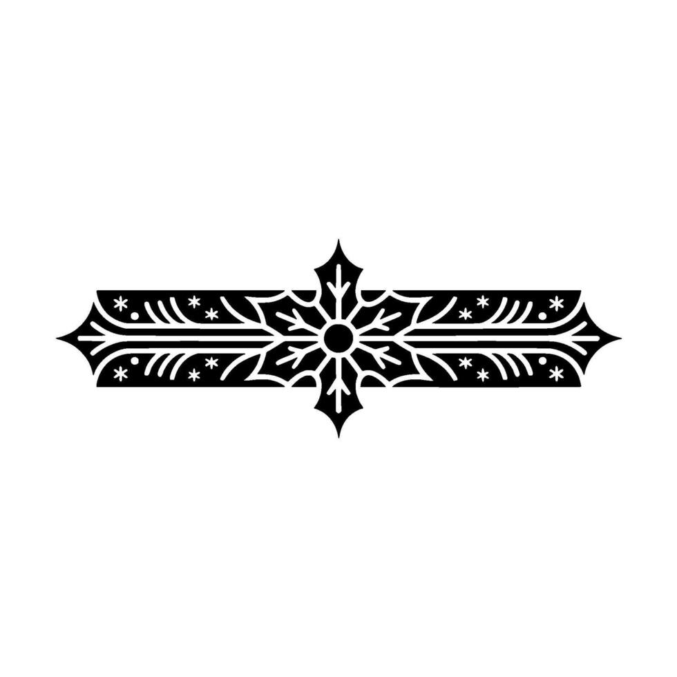 Elegant Black Snowflake Border On White Background vector
