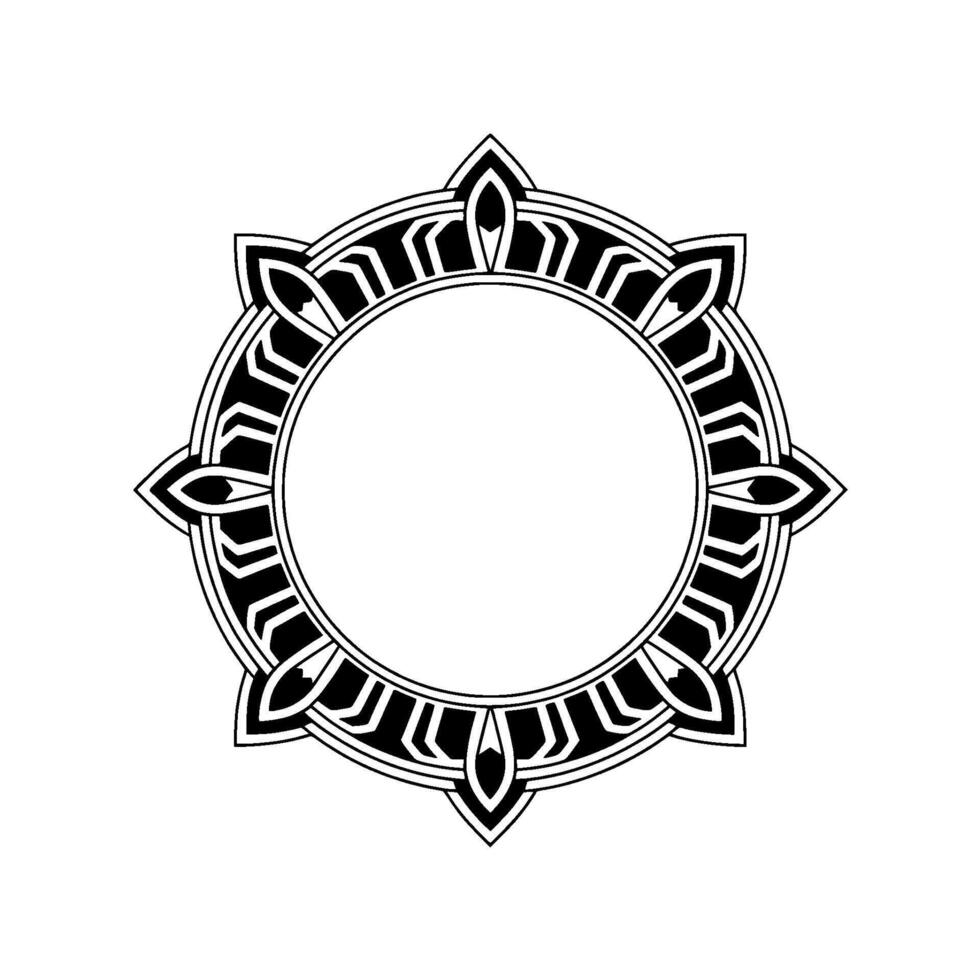 Decorative Ornamental Circle Frame, Black White, Geometric, Elegant vector