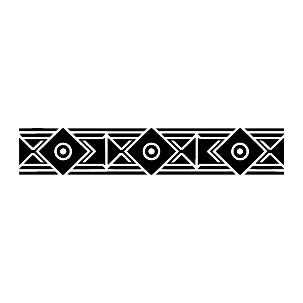 Geometric Tribal Border In Black On White Background vector