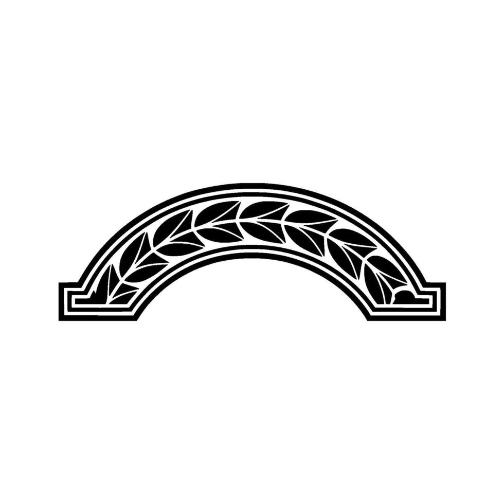 Elegant Arch With Leaf Motif, Black White Illustration vector