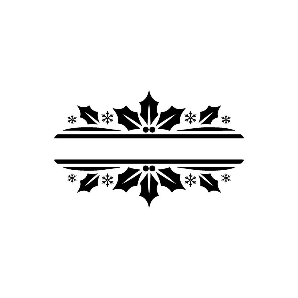 Minimalist Christmas Holly Snowflake Frame Illustration vector