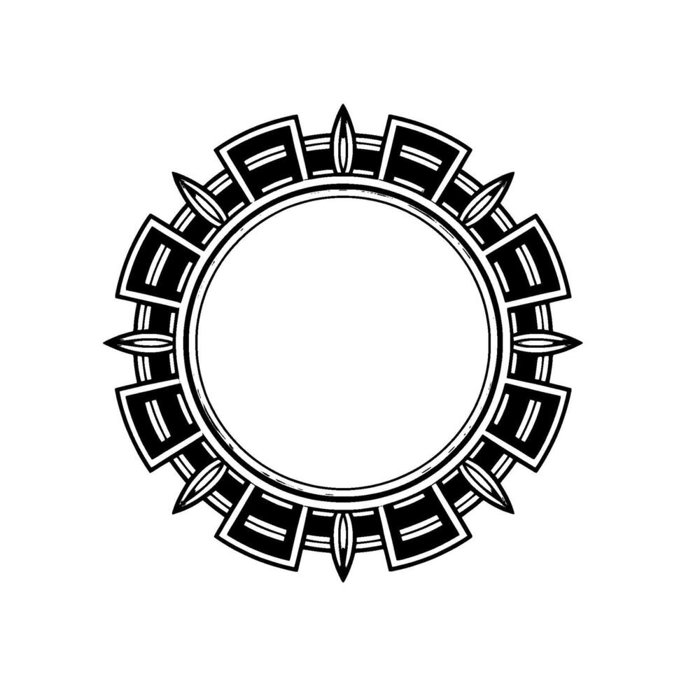 Art Deco Circle Frame, Geometric Black And Silver vector