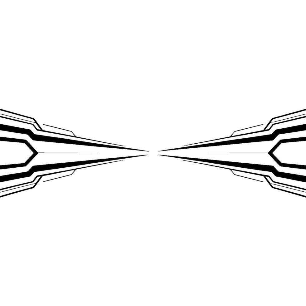 Futuristic Abstract Black Lines On White, Perspective View vector