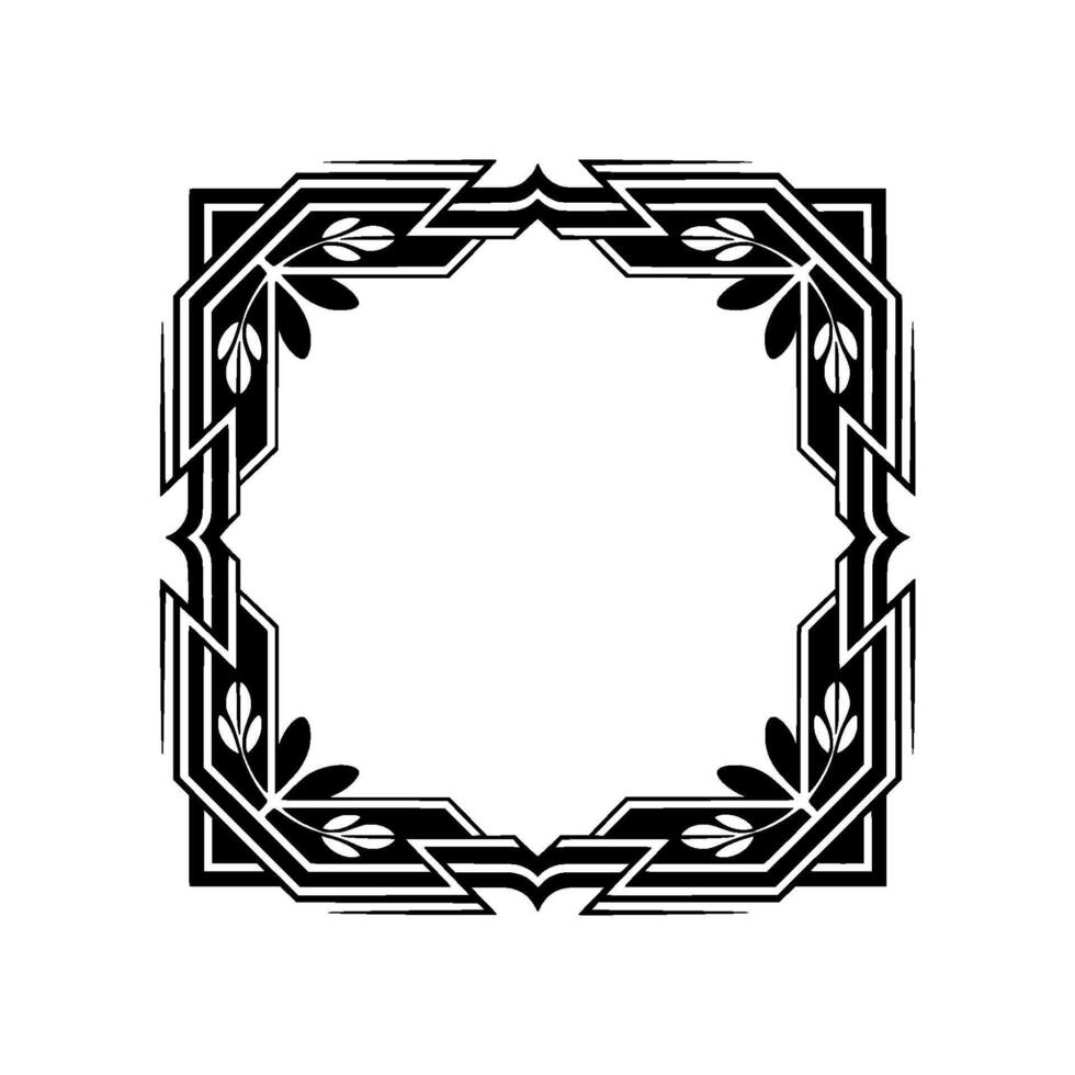 Art Deco Geometric Frame With Leaf Accents vector