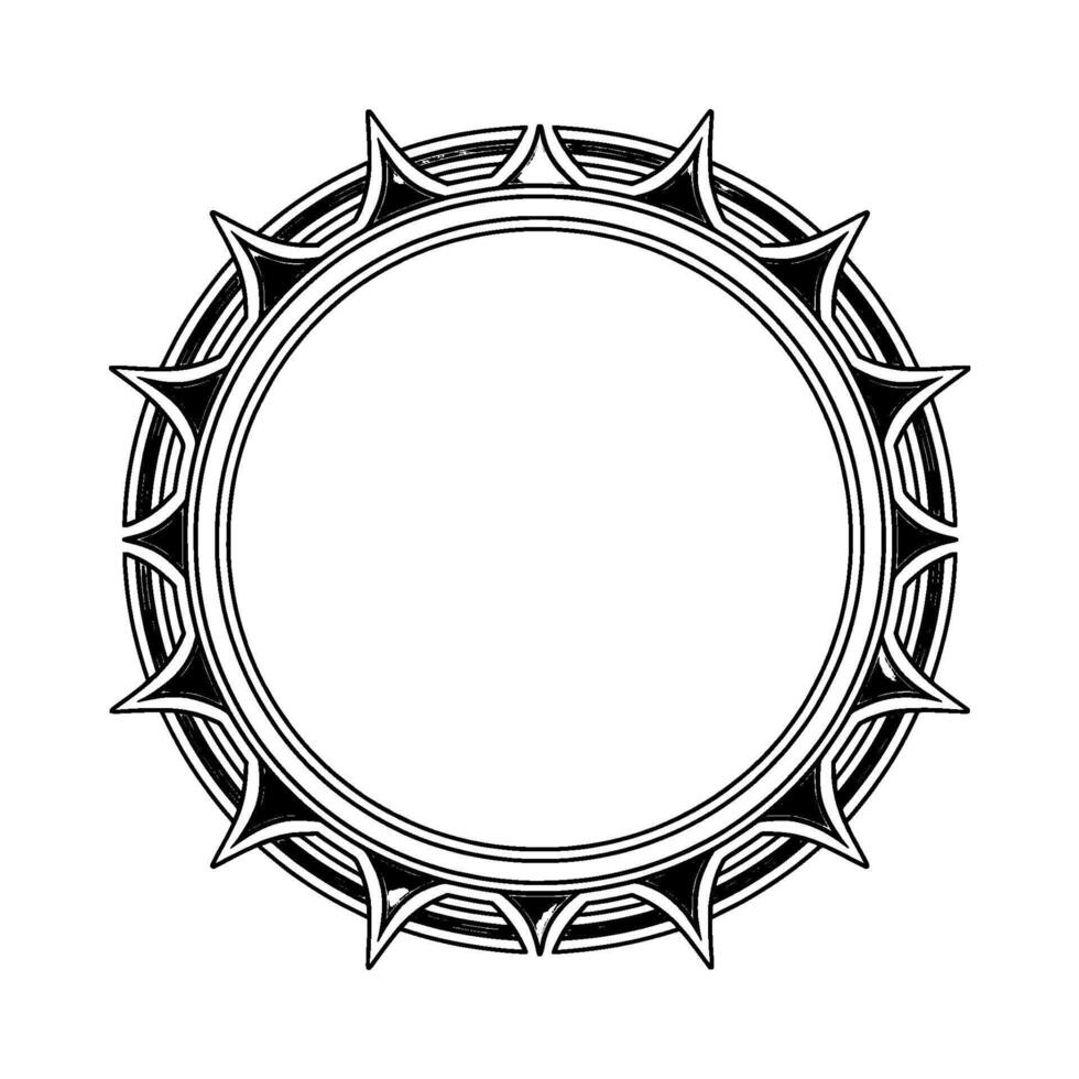 Geometric Silver Sunburst Frame, Retro Decorative Element vector