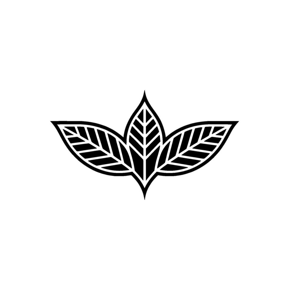 Minimalist Black White Leaf Symbol, Nature On White Background vector