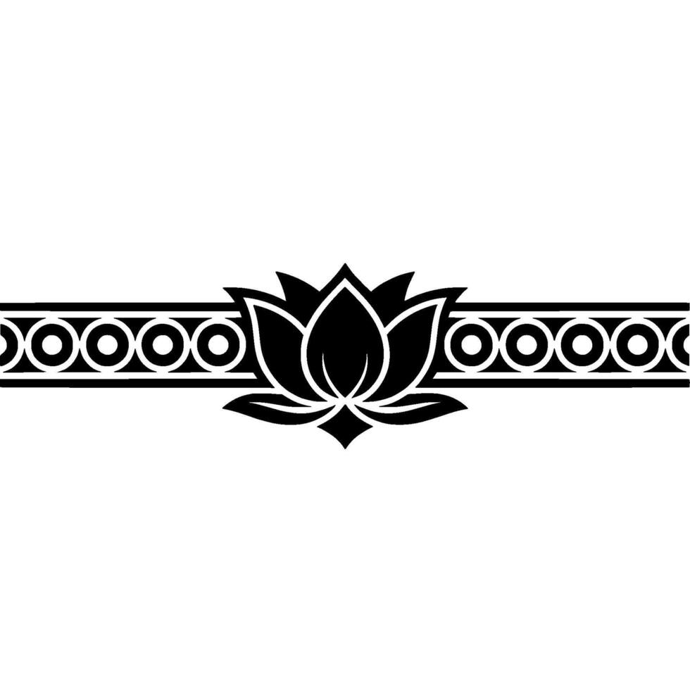Elegant Black Lotus And Pattern Border vector